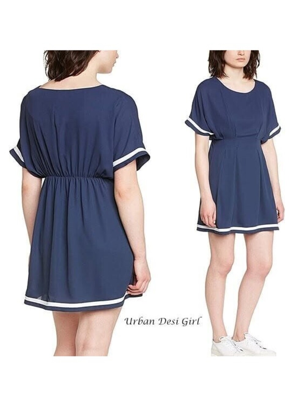 Vero Moda S Small Navy Blue White Tailored Dress Comfy Casual